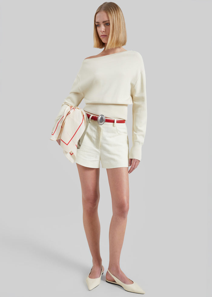 Lessay Asymmetric Knit Pullover - Cream