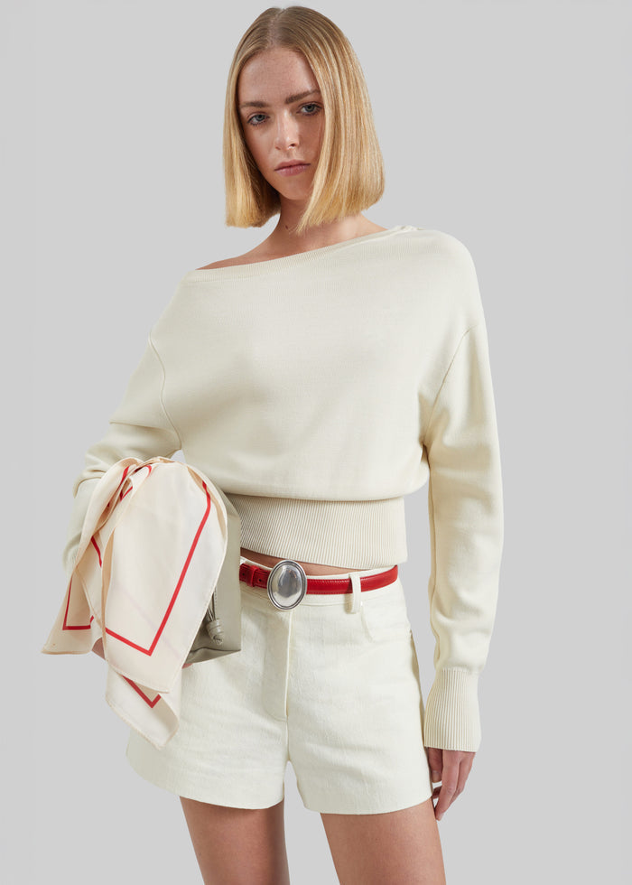 Lessay Asymmetric Knit Pullover - Cream