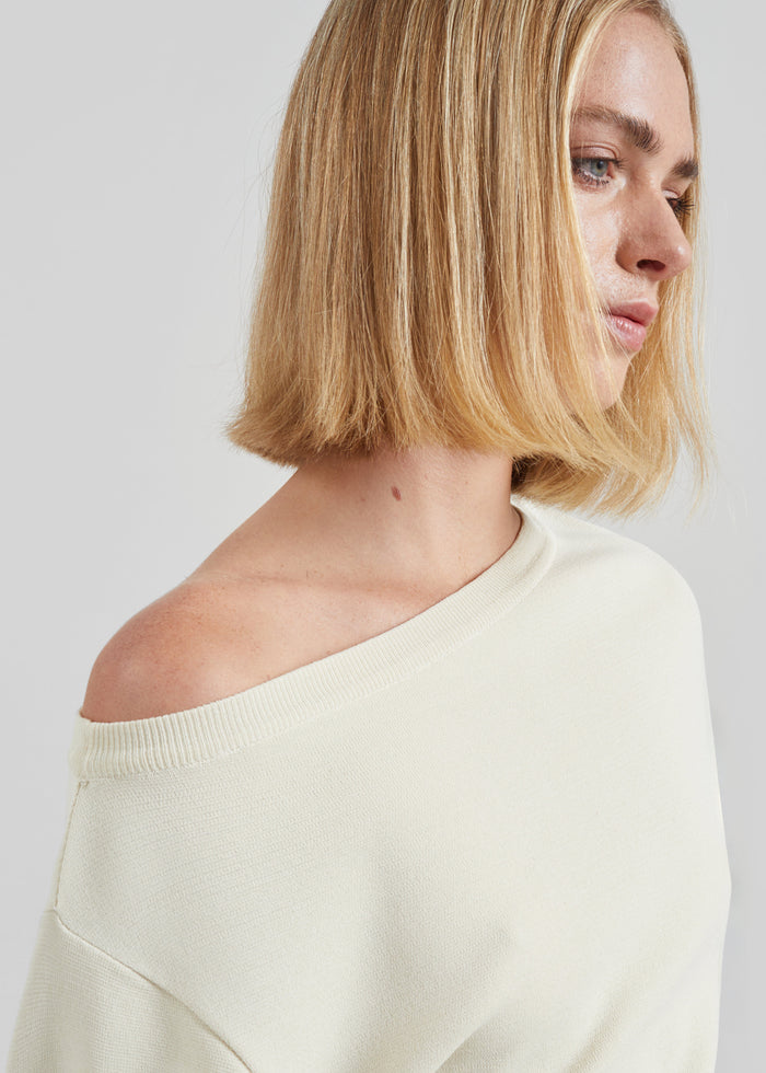 Lessay Asymmetric Knit Pullover - Cream