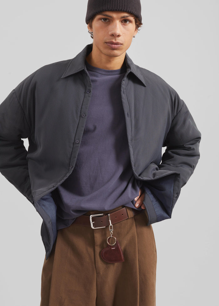 Levidi Padded Overshirt - Navy/White Pinstripe