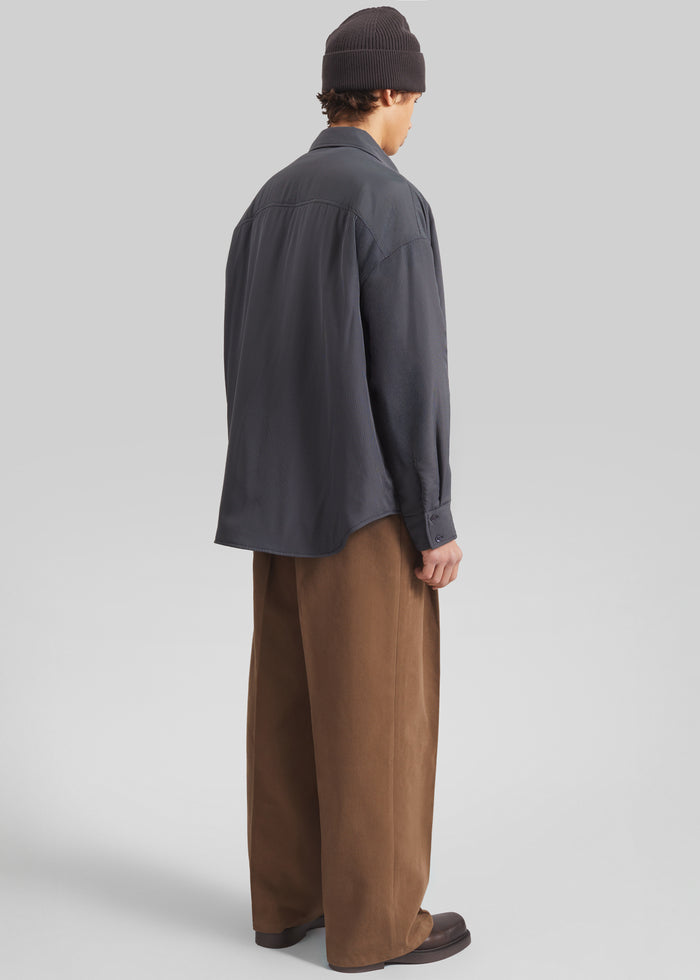 Levidi Padded Overshirt - Navy/White Pinstripe