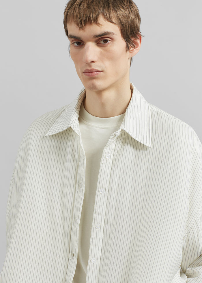 Levidi Padded Overshirt - White/Black Stripe
