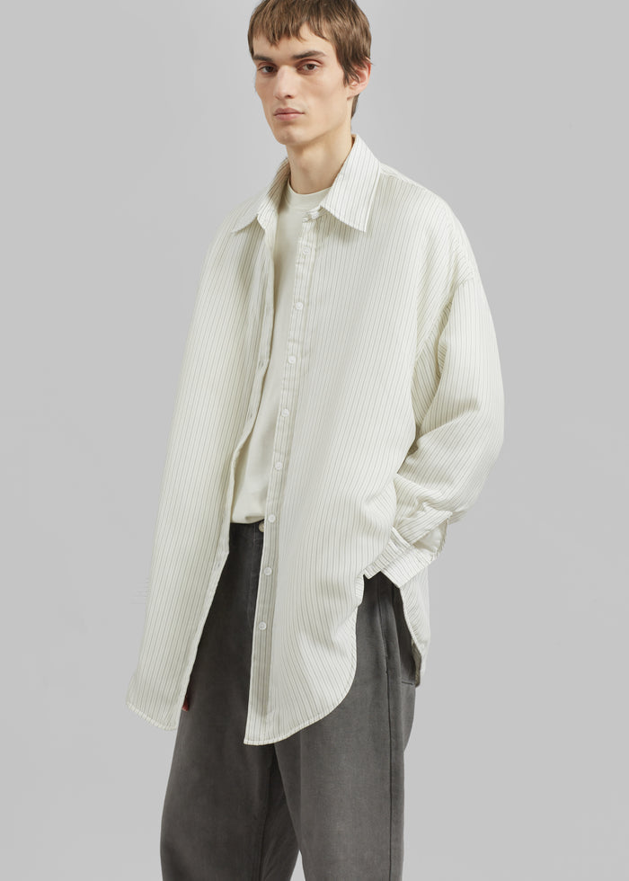 Levidi Padded Overshirt - White/Black Stripe