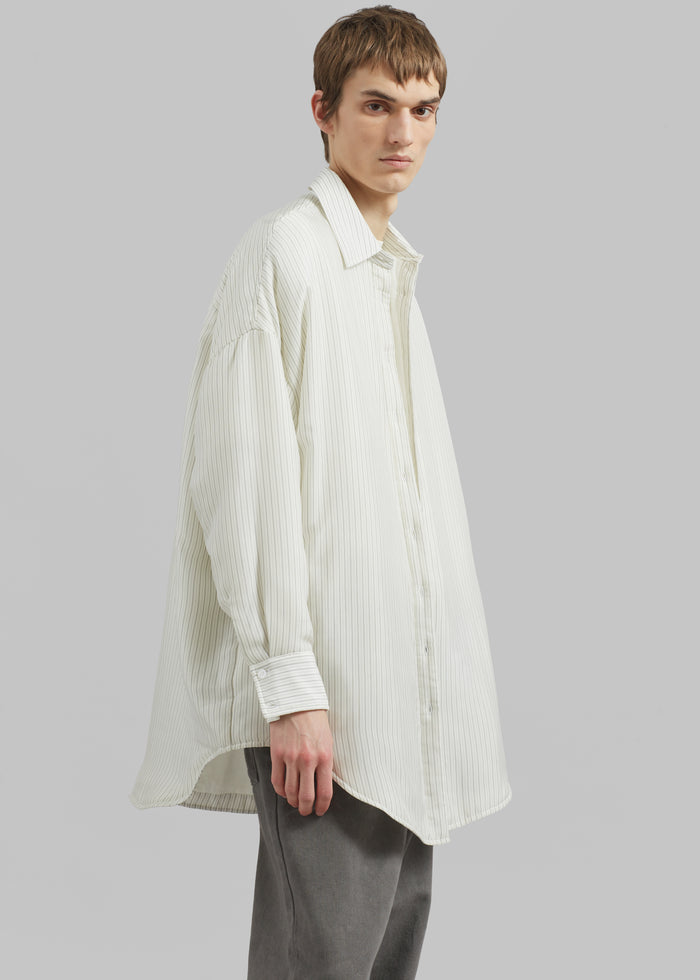 Levidi Padded Overshirt - White/Black Stripe
