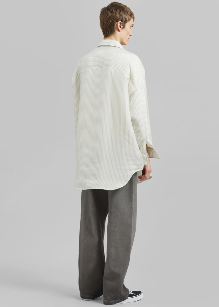 Levidi Padded Overshirt - White/Black Stripe