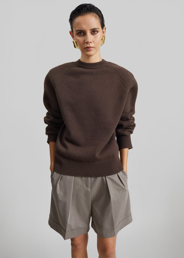Lina Padded Sweater - Brown