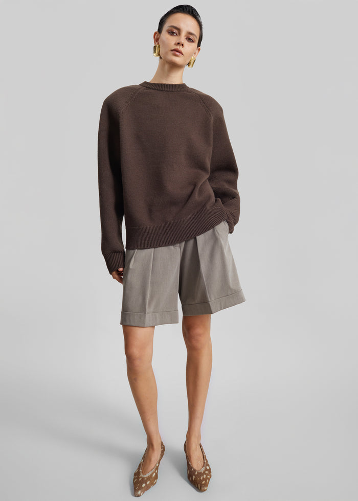 Lina Padded Sweater - Brown