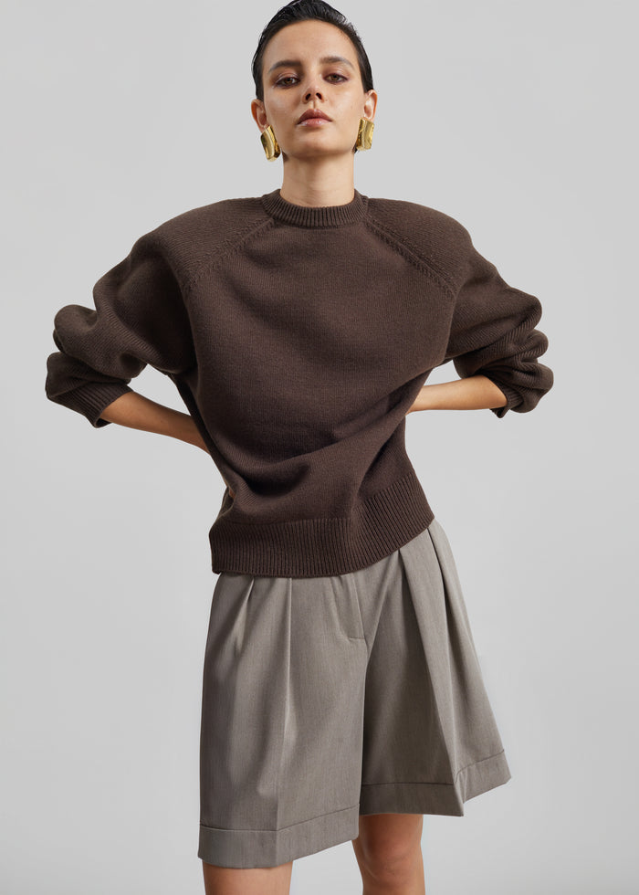 Lina Padded Sweater - Brown