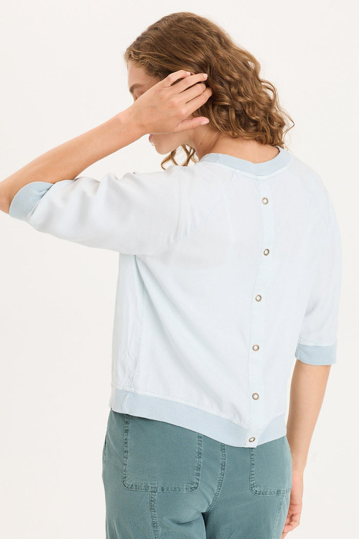XCVI Linton Twill/Rib Snap-Up Back Top