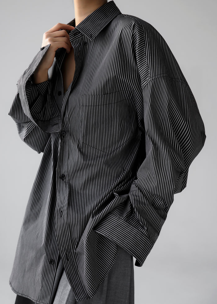 Lioris Oversized Shirt - Black/White Stripe