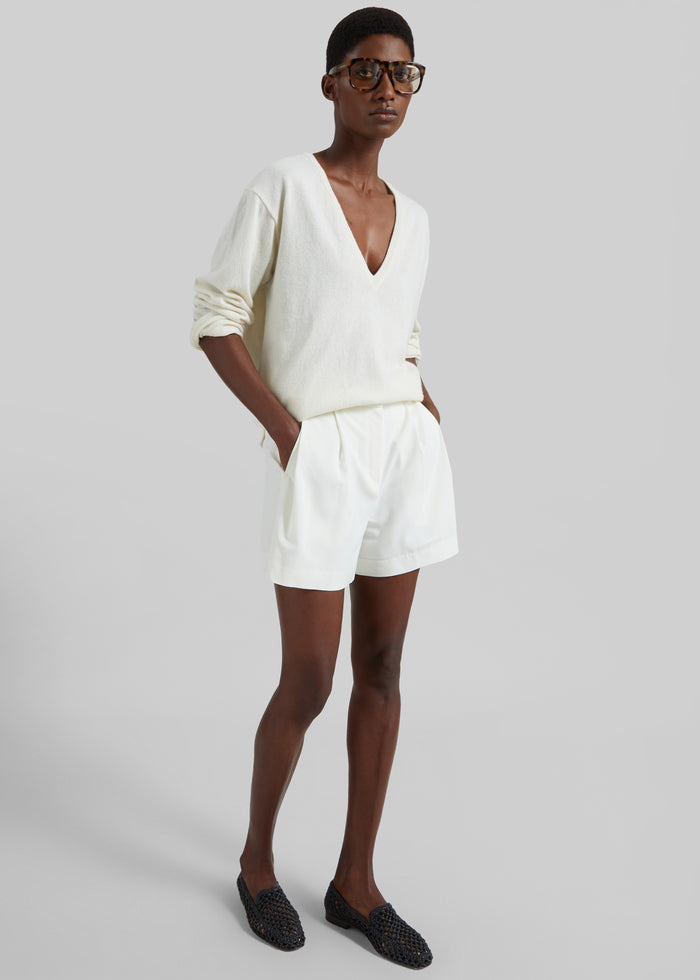Lisboa Pleated Mini Shorts - Ivory