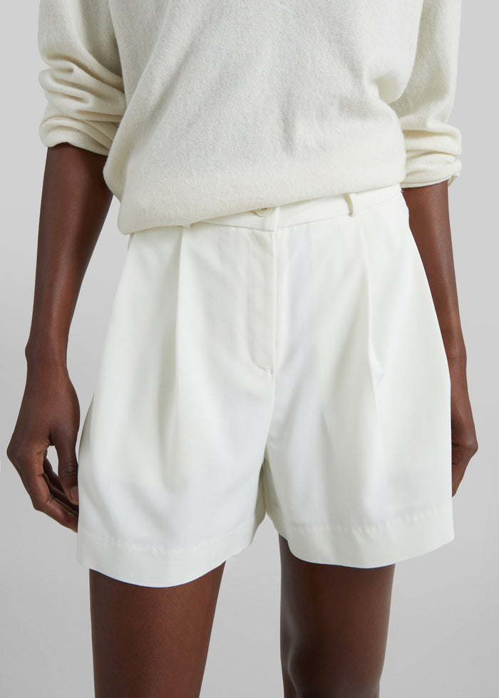 Lisboa Pleated Mini Shorts - Ivory