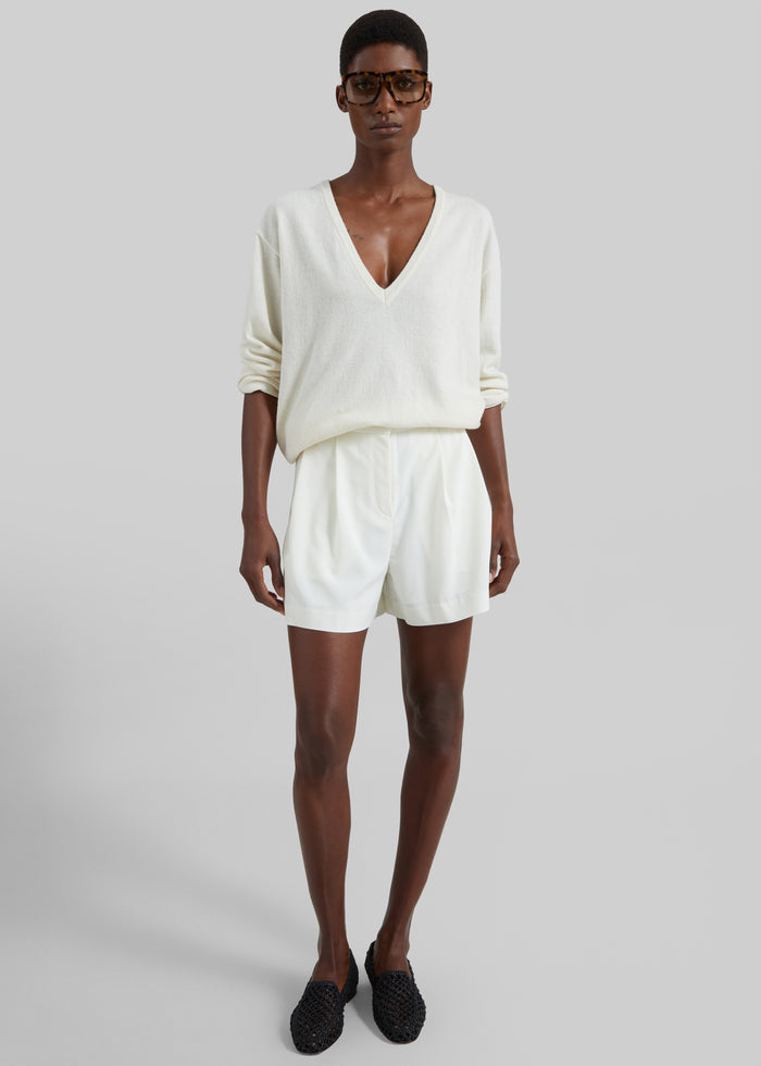 Lisboa Pleated Mini Shorts - Ivory