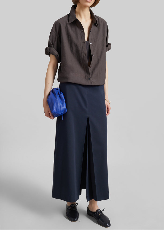 Lisle Front Slit Pencil Skirt - Navy