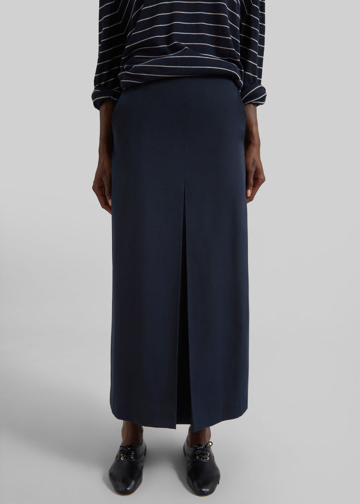 Lisle Front Slit Pencil Skirt - Navy