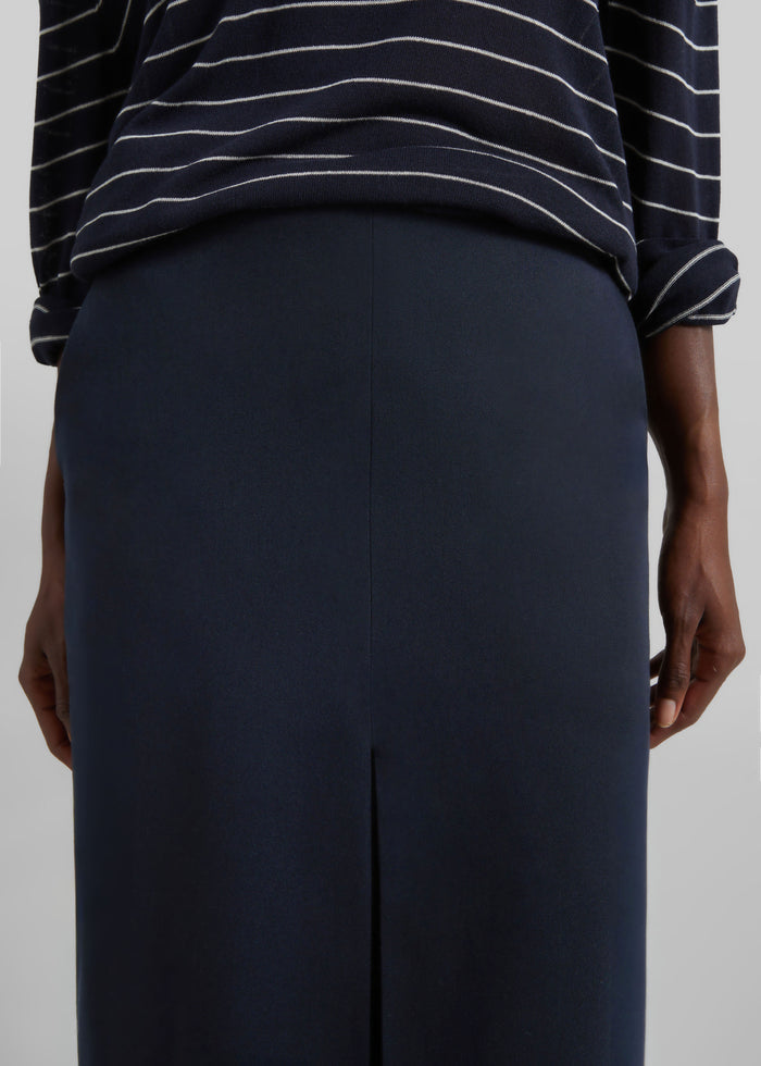 Lisle Front Slit Pencil Skirt - Navy