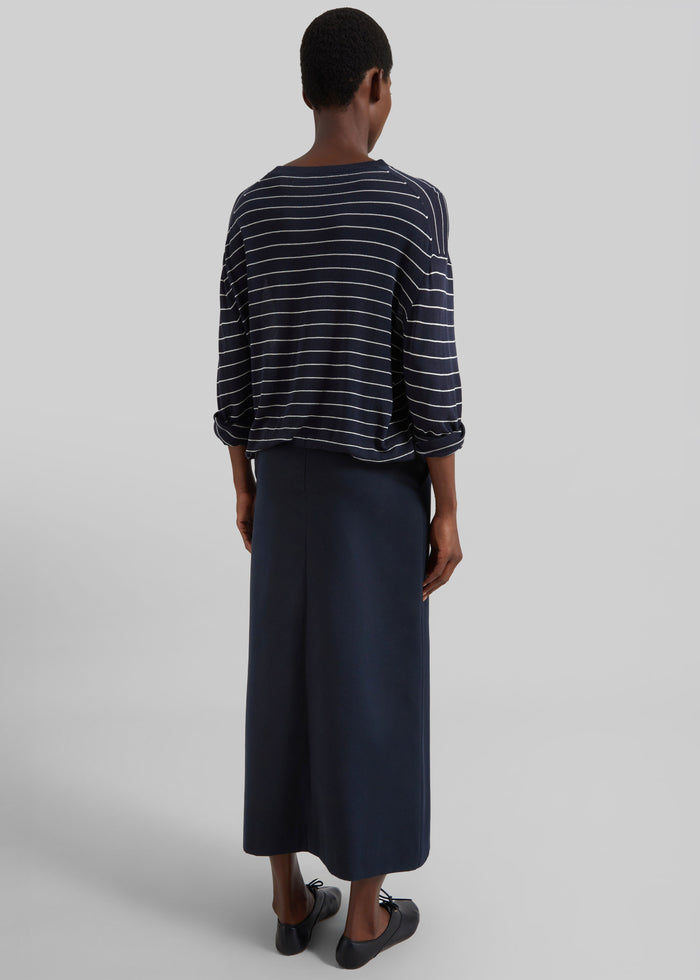 Lisle Front Slit Pencil Skirt - Navy