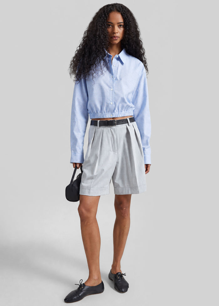 Lison Cropped Shirt - Checked Blue