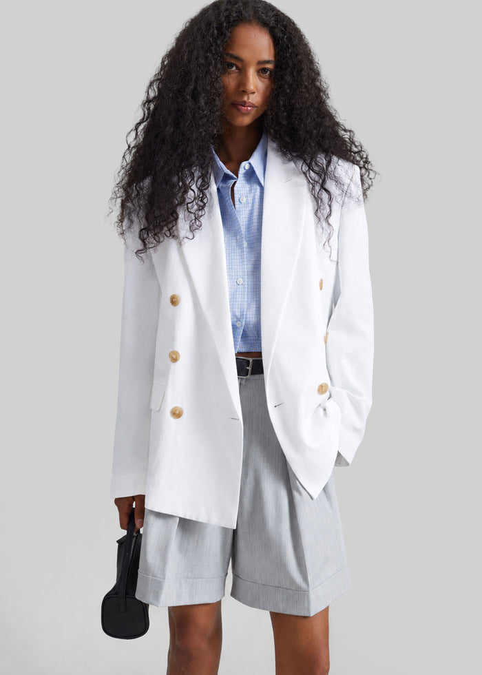 Lison Cropped Shirt - Checked Blue