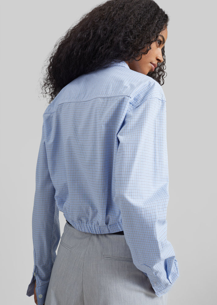 Lison Cropped Shirt - Checked Blue