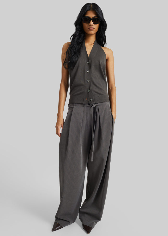 Loire Curved Pants - Charcoal Pinstripe
