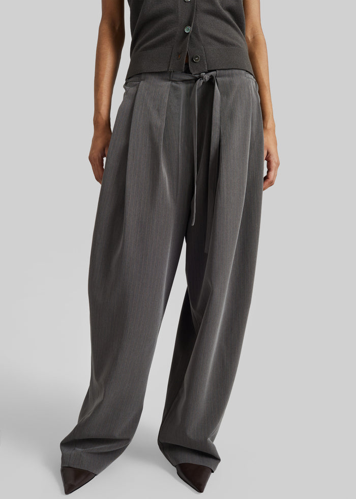 Loire Curved Pants - Charcoal Pinstripe