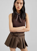 Lojsta Pleated Mini Shorts - Brown