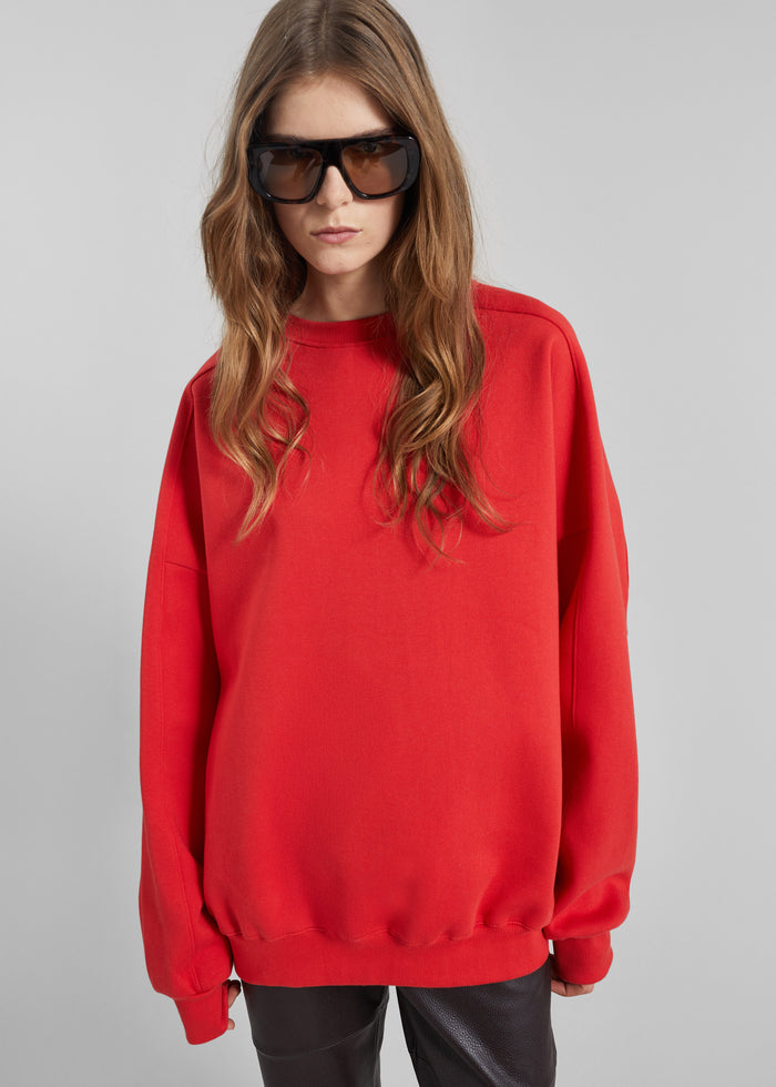 Lonay Balloon Sleeve Sweatshirt - Red