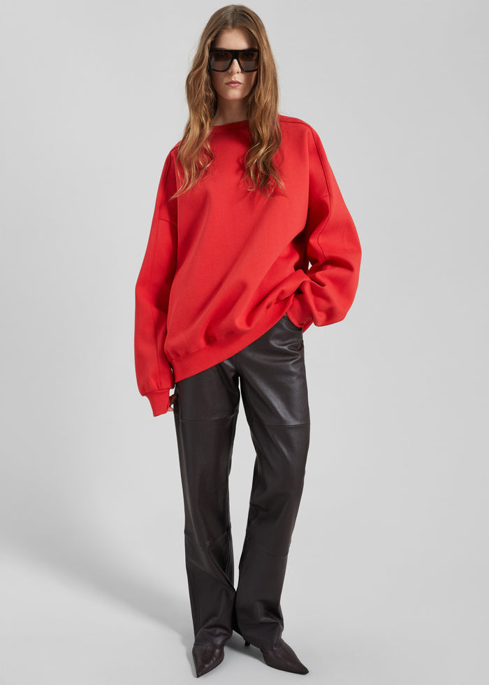 Lonay Balloon Sleeve Sweatshirt - Red