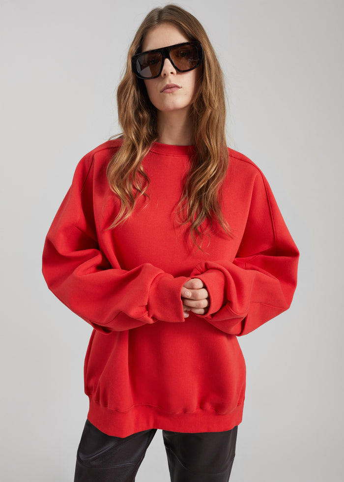 Lonay Balloon Sleeve Sweatshirt - Red