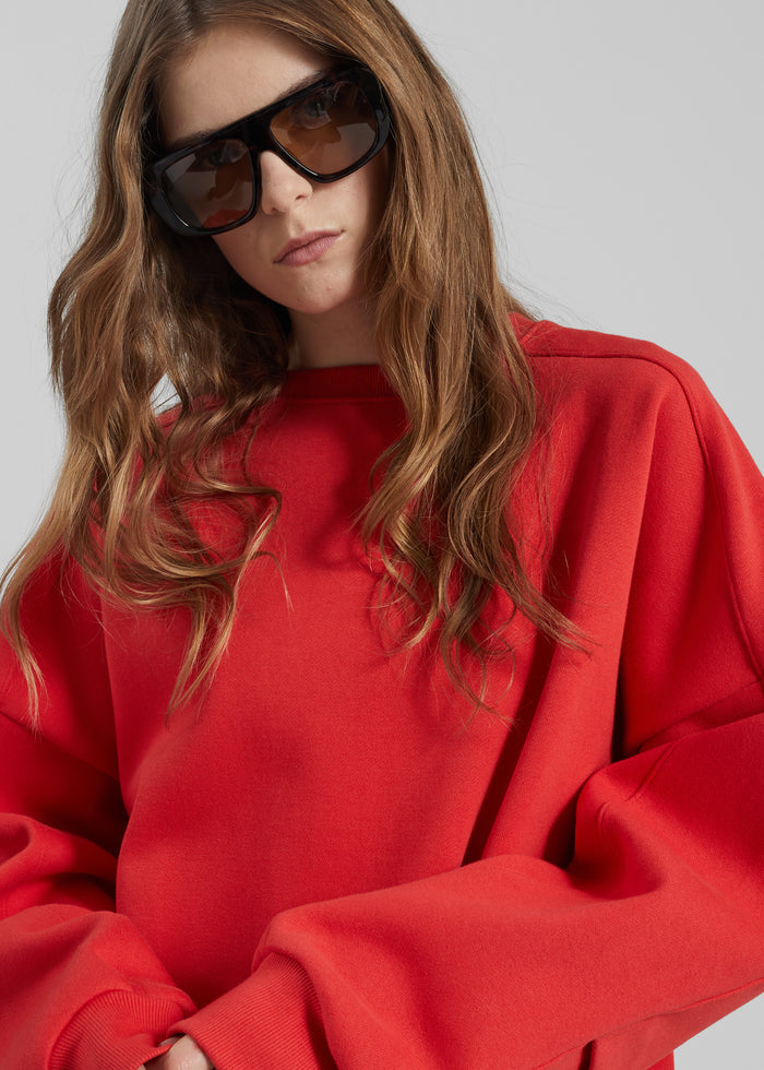 Lonay Balloon Sleeve Sweatshirt - Red