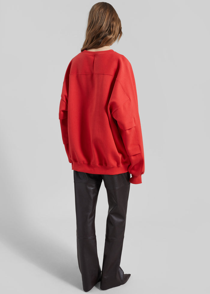 Lonay Balloon Sleeve Sweatshirt - Red