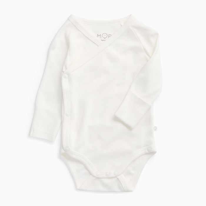 Long Sleeve Kimono Bodysuit - White
