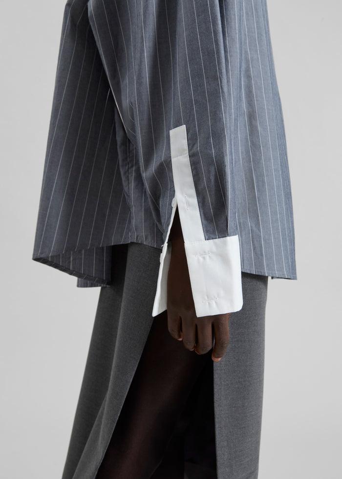 Lorna Shirt - Grey/White Pinstripe