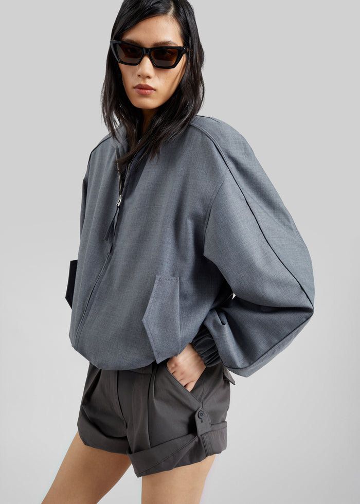 Low Classic Tuck Point Turn-Up Shorts - Charcoal
