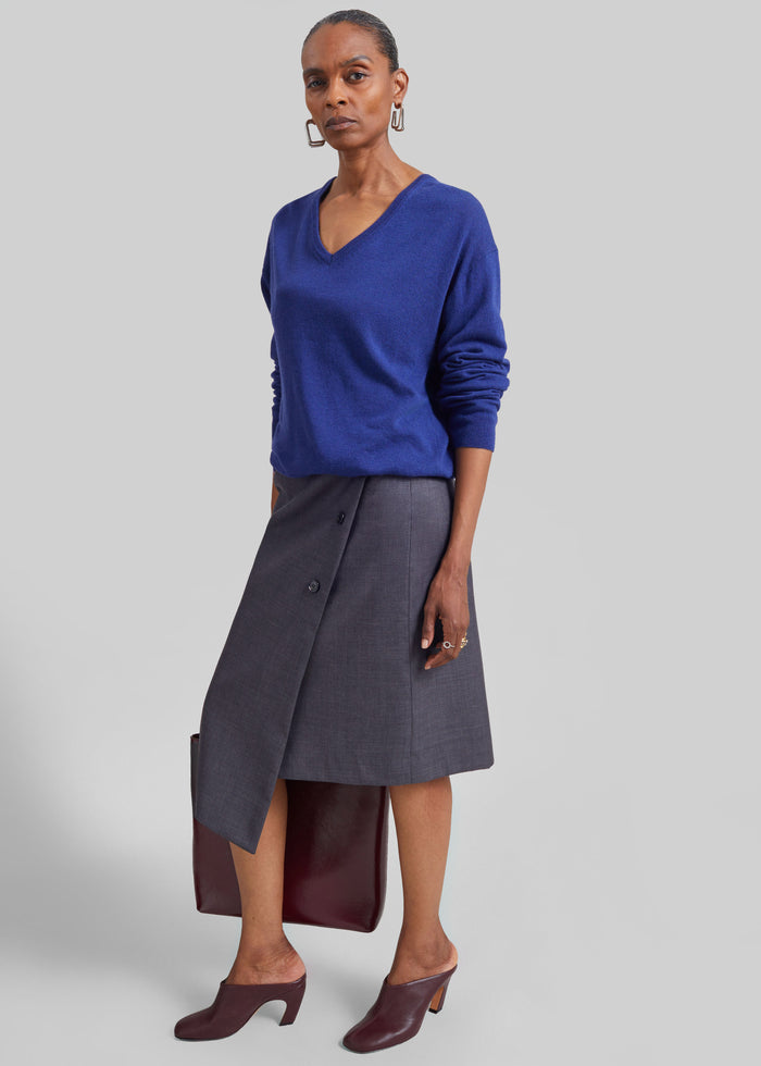 Lowell Asymmetric Midi Skirt - Grey Melange