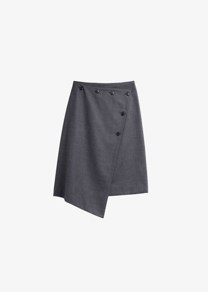 Lowell Asymmetric Midi Skirt - Grey Melange