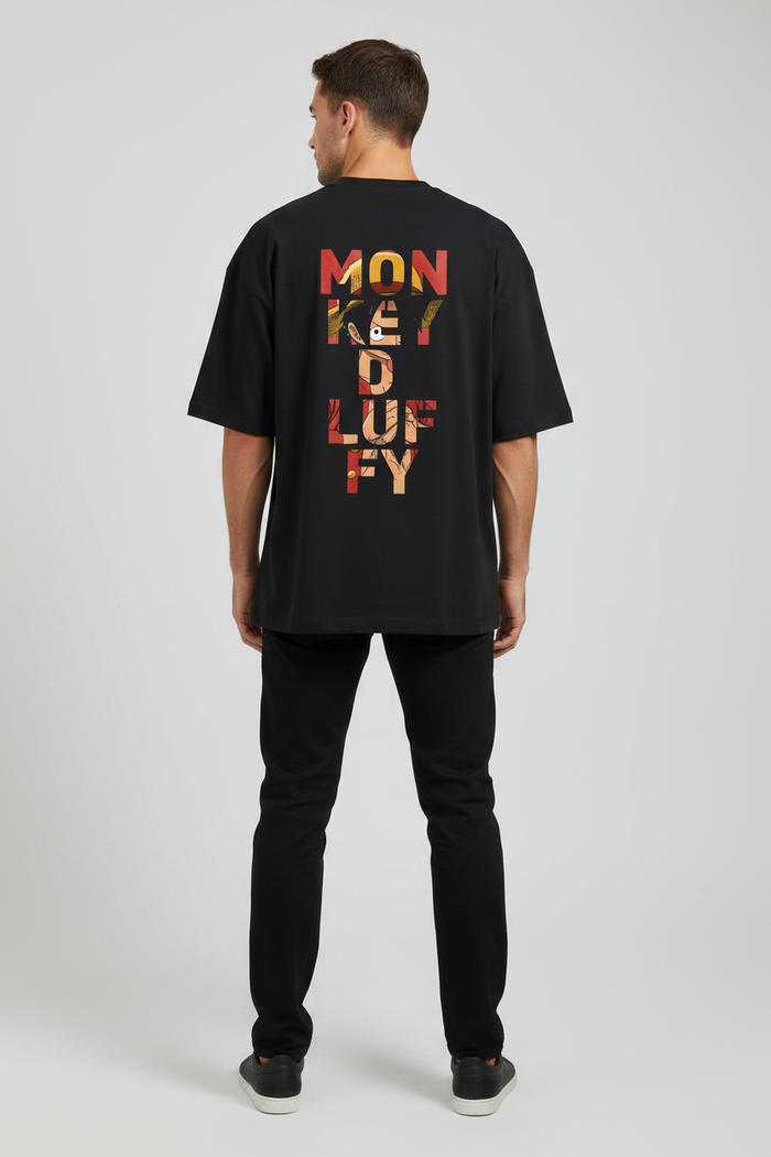 Male model back view Luffy tee