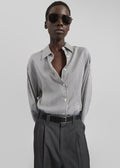 Lui Striped Silk Shirt - Black/White Stripe
