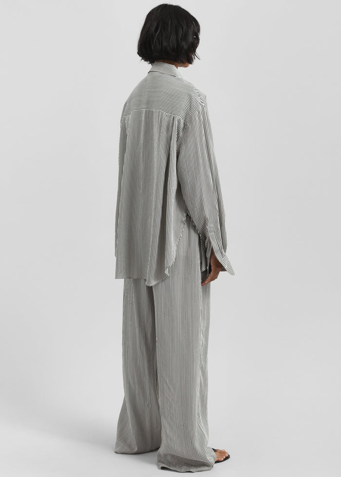 Lui Striped Silk Shirt - Black/White Stripe