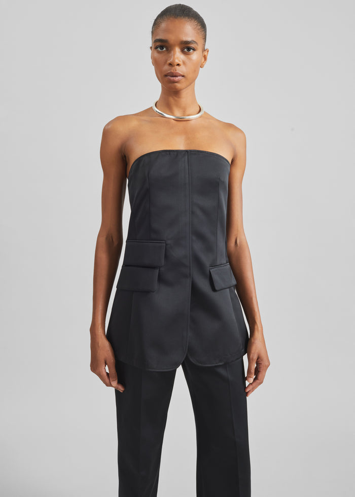 Luma Satin Bustier - Black