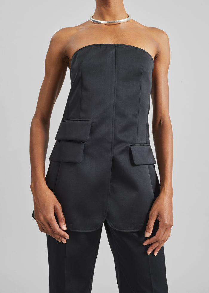 Luma Satin Bustier - Black