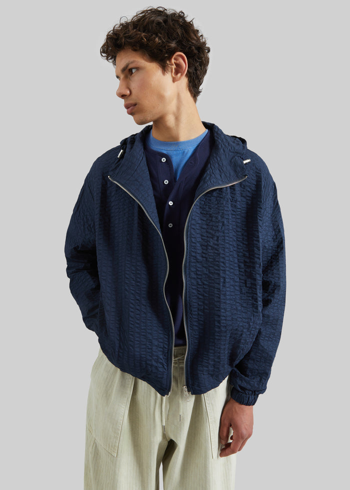 Luynes Seersucker Drawstring Jacket - Navy