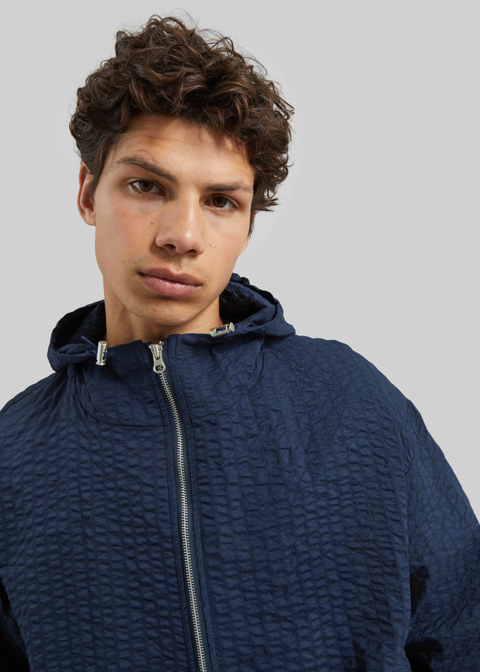 Luynes Seersucker Drawstring Jacket - Navy