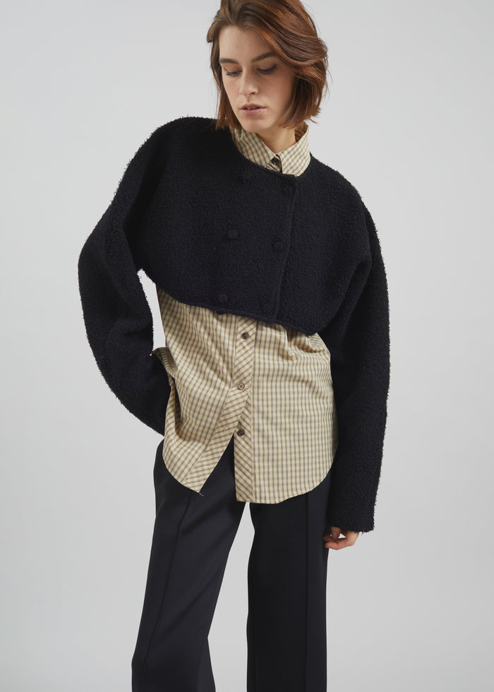 Lyall Fuzzy Cropped Jacket - Black