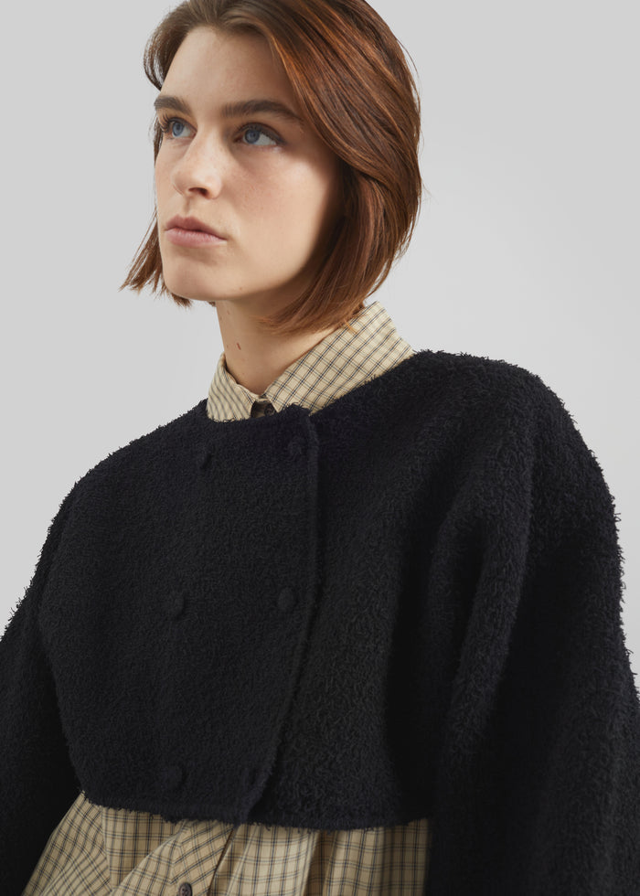 Lyall Fuzzy Cropped Jacket - Black