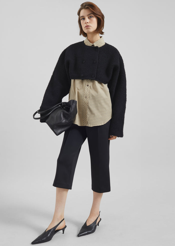 Lyall Fuzzy Cropped Jacket - Black