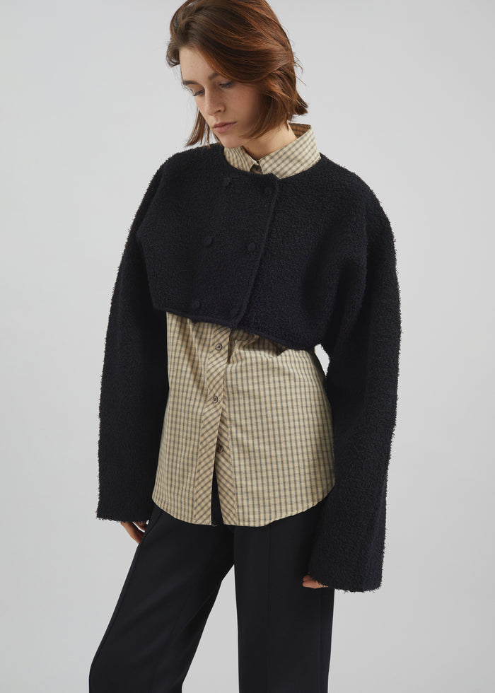Lyall Fuzzy Cropped Jacket - Black