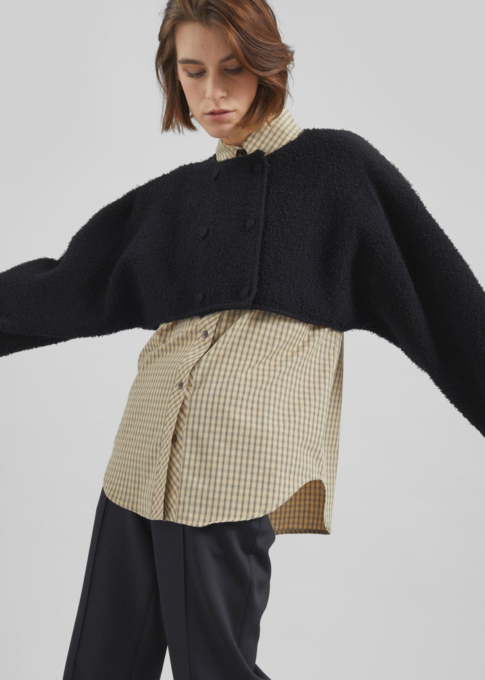 Lyall Fuzzy Cropped Jacket - Black