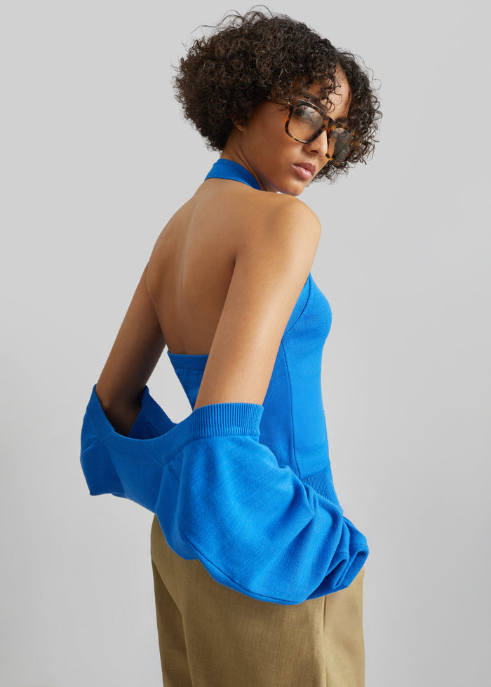 Maia Convertible Knit Halter Top - Cobalt